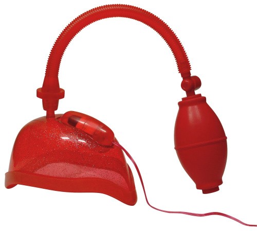 Orion Vibrating Vagina Sucker Red - женская вакуумная помпа с вибрацией, 14х7 см (красный)
