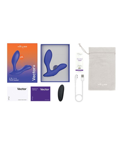 We-Vibe Vector + Лубрикант 50 мл - Массажер простаты, 10.6х3 см (синий)