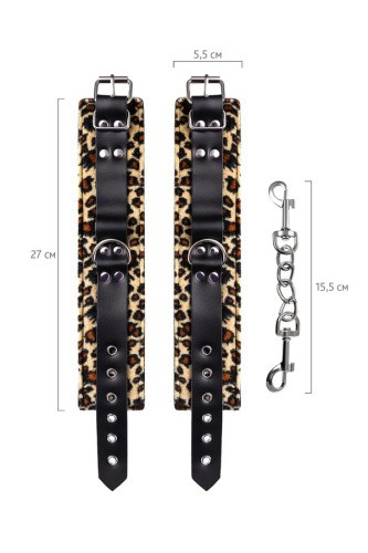 Anonymo Handcuffs PU leather - фиксаторы для ног, (леопардовый)