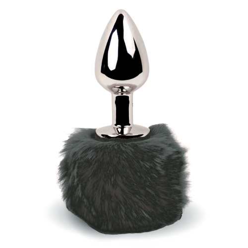 FeelzToys - Bunny Tails Butt Plug - Анальна пробка з пухнастим хвостиком, 7х2.5 см (чорний) - купити в Києві, Україні