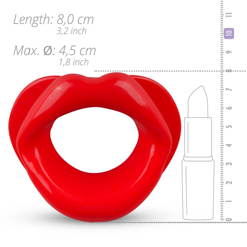 XOXO Blow Me A Kiss Mouth Gag - Red - Капа-расширитель для рта в форме губ (красный)