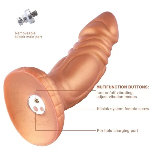 Фалоімітатор з вібрацією Hismith Slightly Curved Vibrating Silicone Dildo Monster Series, KlicLok - купити в Україні | Секс шоп SEX-SHOP.ua