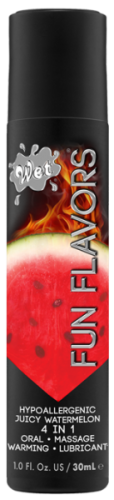 Wet Fun Flavors 4-in-1 Fun Watermelon - Съедобный лубрикант 4 в 1 на водной основе, 30 мл (арбуз)