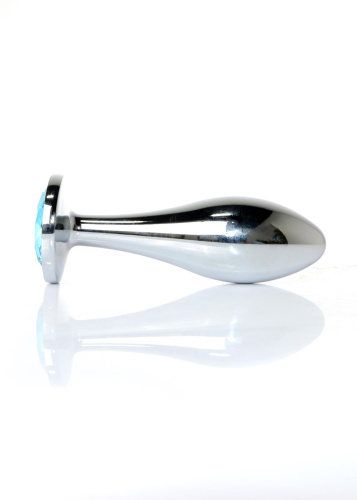 Анальная пробка с камнем B-Series Jewellery Silver Plug Light Blue, L