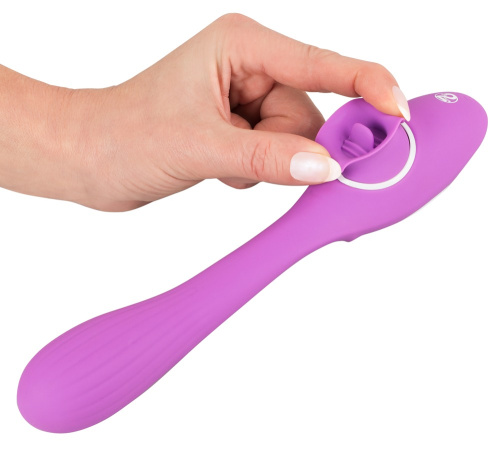 You2Toys 2 Function Bendable Vibe вибратор с вагинально-клиторальной стимуляцией и шаловливым язычком, 22.3х3.4 см