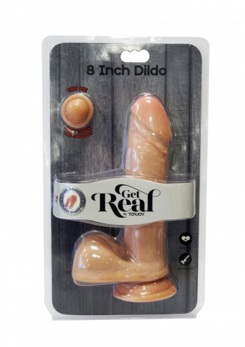 Get Real Dual Density Dildo8 Inch Balls - Реалістичний фалоімітатор, 17,5 х4,5 см (тілесний) - купити в Києві, Україні