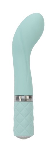 Pillow Talk - Sassy Teal - Роскошный вибратор  с кристаллом Сваровски для точки G,12.8х3.8 см. (голубой)