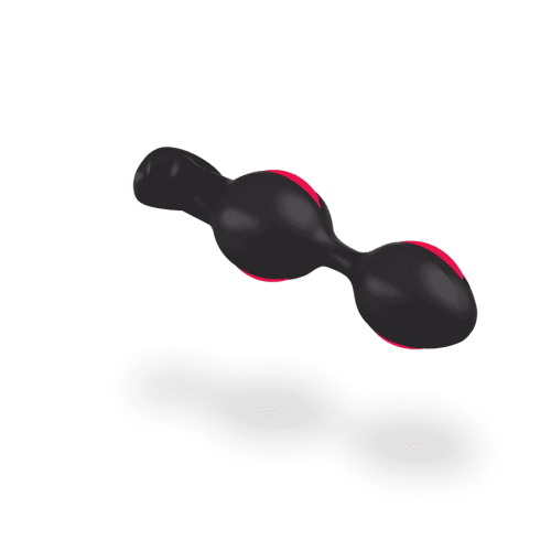Fun Factory B Balls Duo - анальные шарики со смещенным центром тяжести, 12.5х3.6 см (чёрный с малиновым)