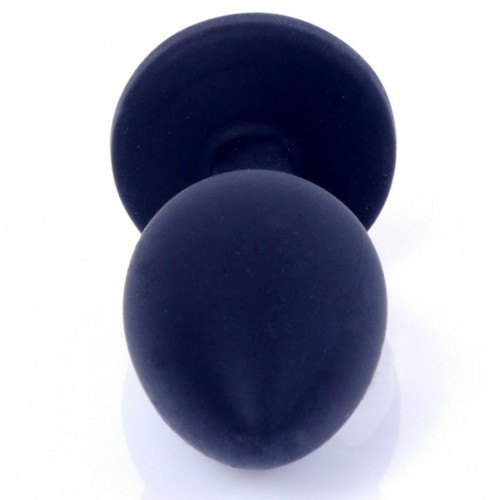 Boss Silikon Plug Jewellery Black Small - Анальная пробка с кристаллом, 8х3.5 см (черный с розовым)