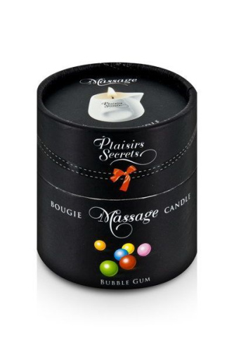 Plaisir Secret Bubble Gum - Массажная свеча с ароматом жвачки в подарочной упаковке, 80 мл