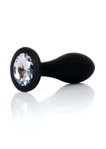Анальная пробка с камнем B-Series Jewellery Silicone Black Plug, L