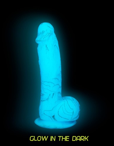 Addiction - Luke - 7.5" - Blue - cветящийся в темноте фаллоимитатор,19х3.8 см (голубой)