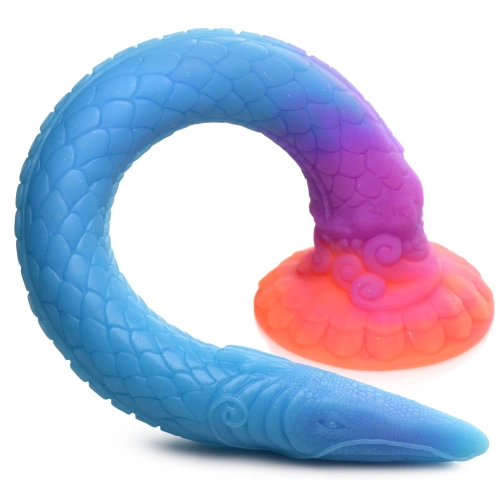 Creature Cocks Makara Glow-in-the-Dark Snake Dildo - фантазийный анальный стимулятор, 46.4х5.1 см (разноцветный)