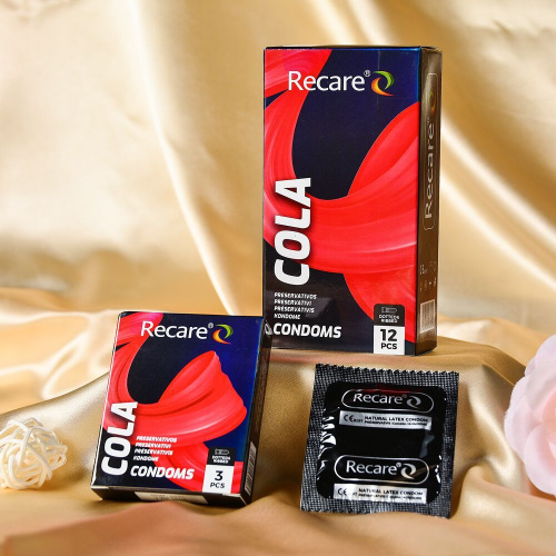 Презервативы Holographic Recare Cola Dotted&Ribbed Condoms с ароматом Колы, 3шт