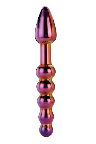  Dream Toys Glamour Glass Ridged Anal Dildo  - Анальный стимулятор, 18 см (радужный)