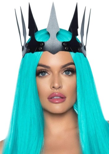 Leg Avenue-Faux leather spiked crown Black - Сексуальна корона з еко-шкіри (чорний) - купити в Києві, Україні