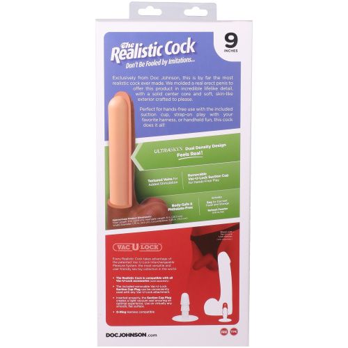 Фалоімітатор Doc Johnson The Realistic Cock ULTRASKYN 9 Inch with Balls, 22,9 см - купити в Україні | Секс шоп SEX-SHOP.ua