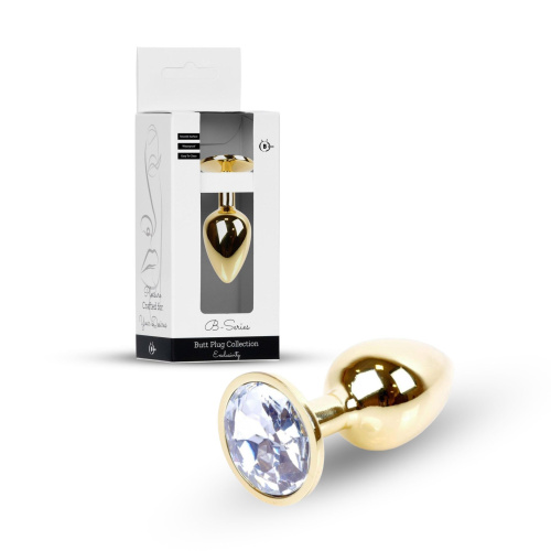 Металлическая анальная пробка с кристаллом B-Series Jewellery Gold