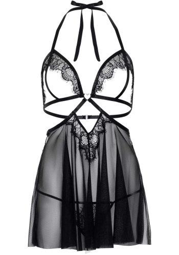 Сорочка беби-долл с открытыми чашками Leg Avenue Lace and mesh babydoll & panty, M