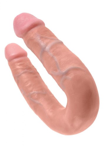 Pipedream Cock U-shape Double Trouble M - двойной фаллоимитатор, 34х3,3 см (цвет загара)