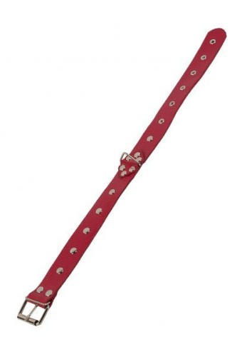 sLash Leather Restraints Collar - узкий кожаный ошейник, 46 см (красный)