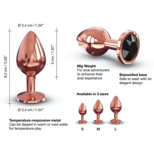 Dorcel Diamond Plug M металлическая анальная пробка с кристаллом, 8.3х3.4 см (чёрный)