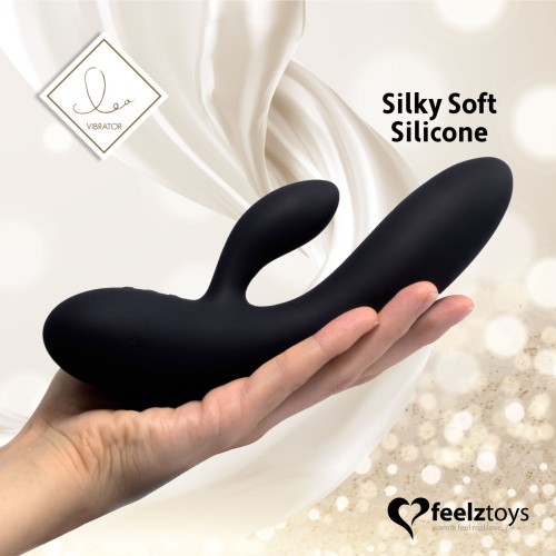 FeelzToys Lea Rabbit Vibrator - Гибкий вибратор кролик с двумя моторами, 17х3.8 см (чёрный)