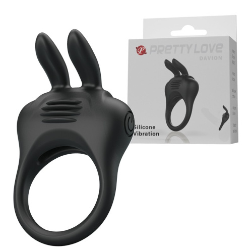 Pretty Love Davion Penis Ring Black - Ерекційне віброкільце, 7,4 см (чорний) - купити в Києві, Україні