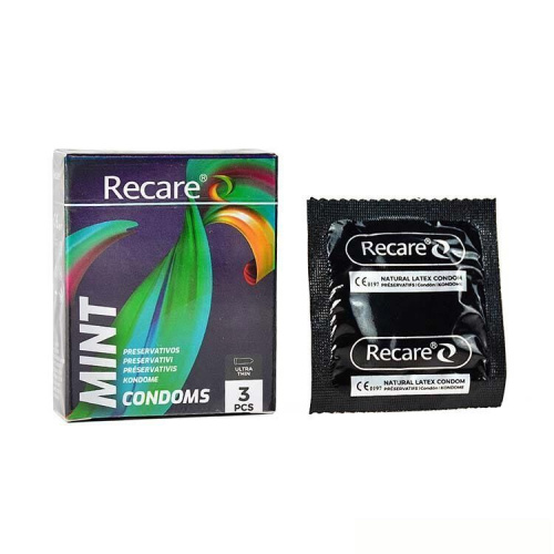 Holographic Recare Ultra Thin Mint Condoms 3 шт, ультратонкие