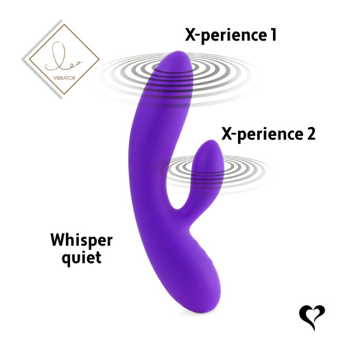 FeelzToys Lea Rabbit Vibrator - Гибкий вибратор кролик с двумя моторами, 17х3.8 см (фиолетовый)
