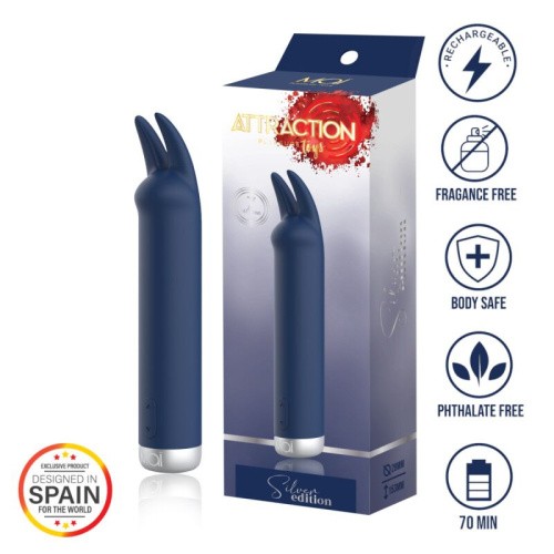 Mai Attraction Pleasure Toys Silver Edition Bunny - Вибратор, 15.3х2.8 см