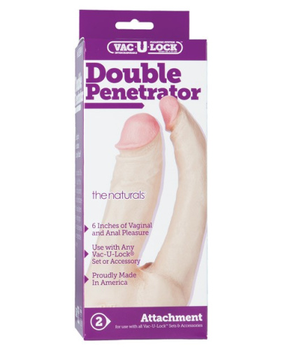 Doc Johnson - Vac-U-Lock Double Penetrator - двойной фаллоимитатор-насадка, 18х3,5 см (телесный)