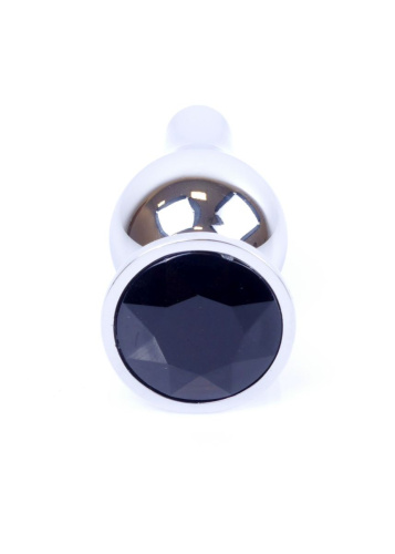 Boss Jewellery Silver Butt Plug Black - Анальна пробка з кристалом, 9,3х3 см (чорний) - купити в Києві, Україні