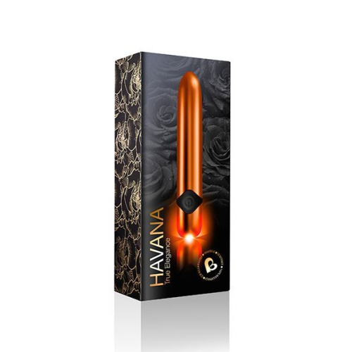 Rocks Off Havana Orange Gold - Мощный вибратор с цветной LED-подсветкой, 14.5х2.5 см