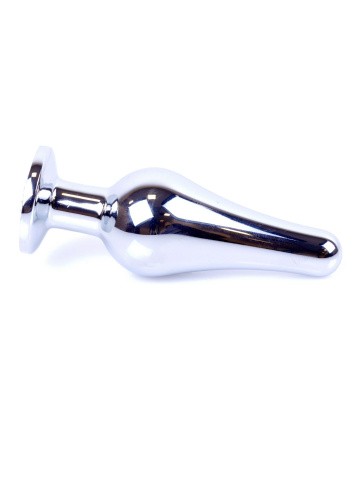 Boss Jewellery Silver Butt Plug Light Blue - Анальная пробка с кристаллом, 9,3х3 см (голубой)