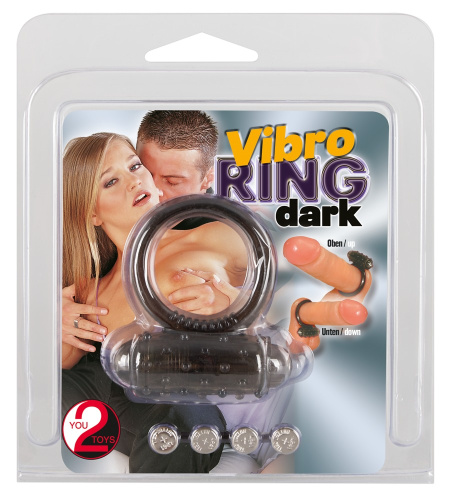 You2Toys Vibro Ring Dark - эрекционное кольцо с вибрацией, 6х3 см (черный)