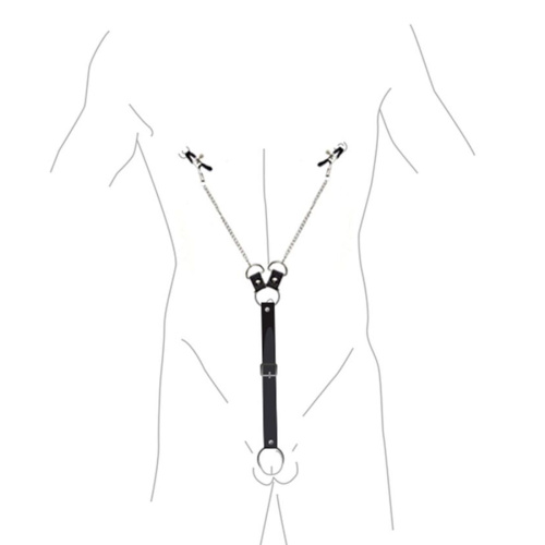 Зажимы для сосков с фиксацией на пенисе Art of Sex – Nipple Clamps for Men
