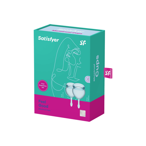 Satisfyer Feel Good - набор менструальных чаш, 15 мл и 20 мл (голубой)