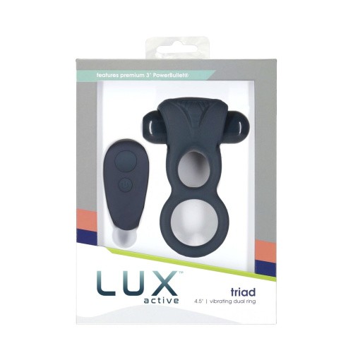 Lux Active Triad Vibrating Dual Cock Ring - подвійне віброкільце з пультом, 11х2.7 см (синій) - купити в Києві, Україні