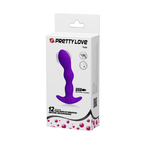 Pretty Love - Yale Anal Plug Purple - Анальный вибростимулятор, 13х3.3 см (фиолетовый)
