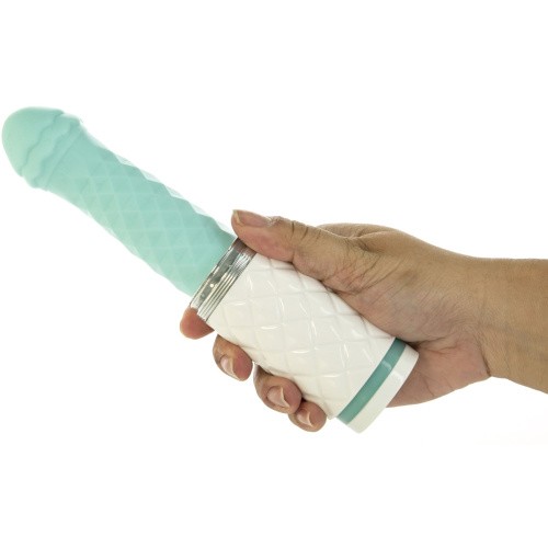 Pillow Talk Feisty Thrusting Vibrator Teal - Роскошный вибратор-пульсатор с присоской, 12.5х3.4 см. (голубой)