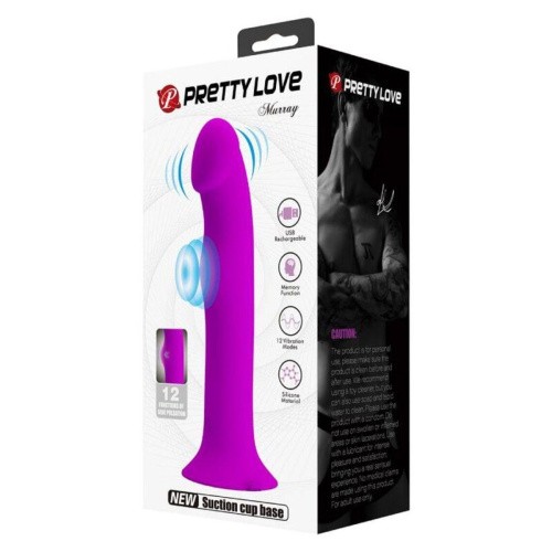 Pretty Love - Murray Dildo with Vibration - Фалоімітатор з вібрацією, 19х3.8 см (рожевий) - купити в Києві, Україні