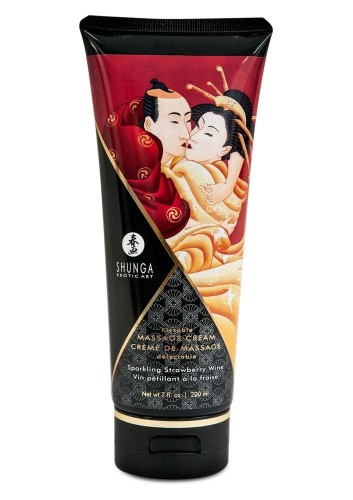 Съедобный массажный крем Shunga Клубника, 200 мл