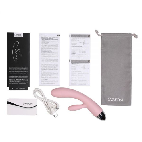 Svakom Alice Rabbit Vibrator - вибромассажер, 17х3 см (розовый)