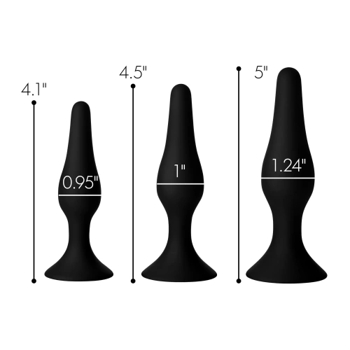 Triple Spire Tapered Silicone Anal Trainer Set - Набор анальных пробок, 3 шт (черный)