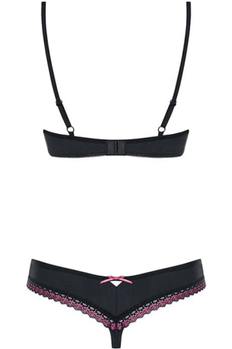 Obsessive 819-Set-1 - Эротический комплект с бантиками, L/XL (чёрный)