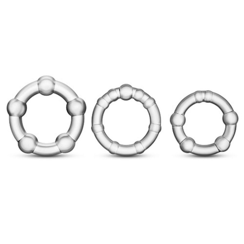 LoveToy - Triple Beaded Ring Set Clear - Эрекционные кольца, 3 шт