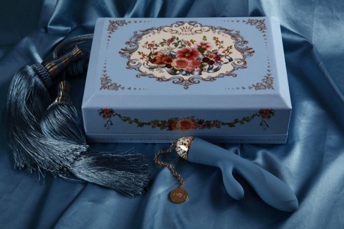 Zalo Versailles Rosalie - Шикарний вібратор-кролик із золотим ланцюжком, 20х2.9 см (блакитний) - купити в Києві, Україні