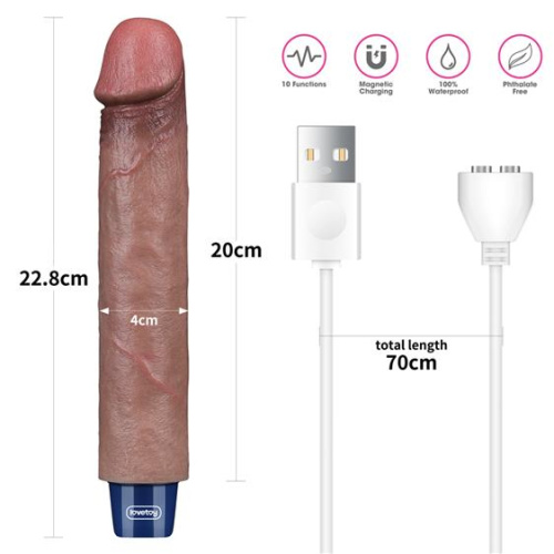 Реалистичный вибратор LoveToy Real Softee Rechargeable Silicone Vibrating Dildo 9", 22.8 см