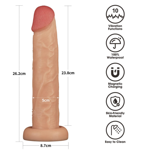 Реалистичный вибратор LoveToy Vibrating Power Basics Cock, 26,2 см